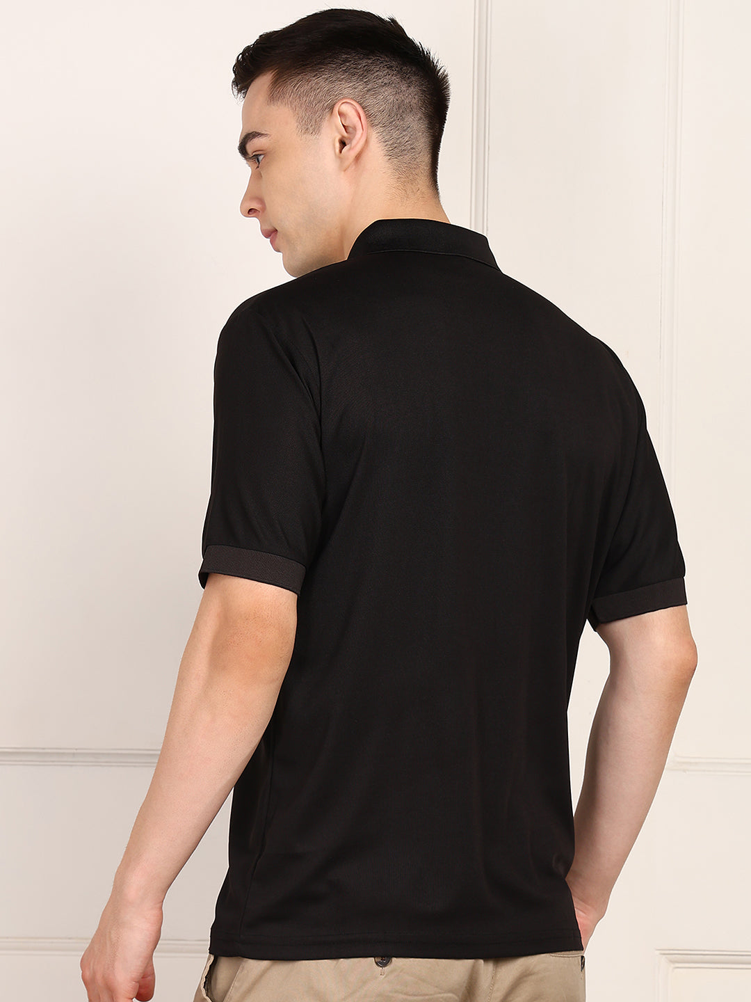Solid Men Polo Neck T-Shirt