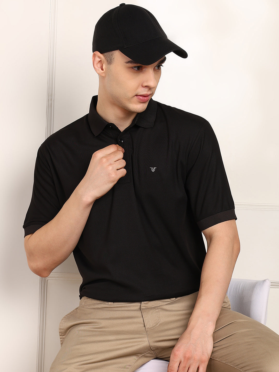 Solid Men Polo Neck T-Shirt