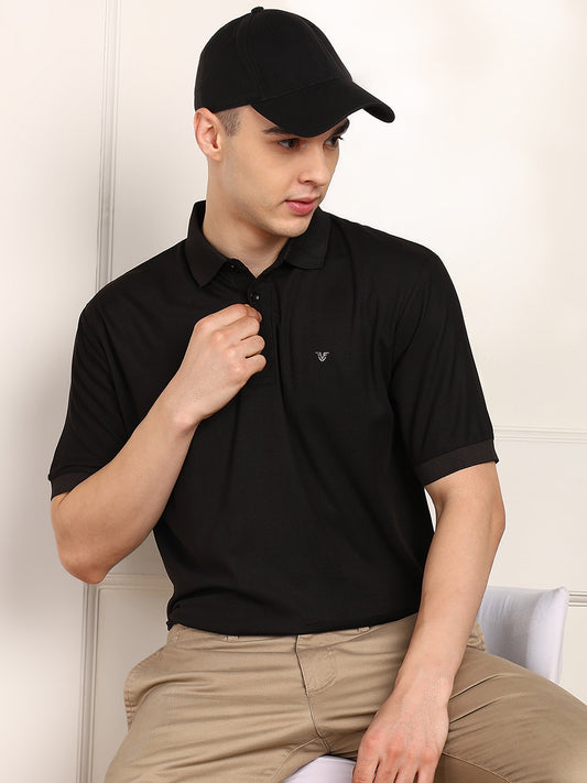 Solid Men Polo Neck T-Shirt