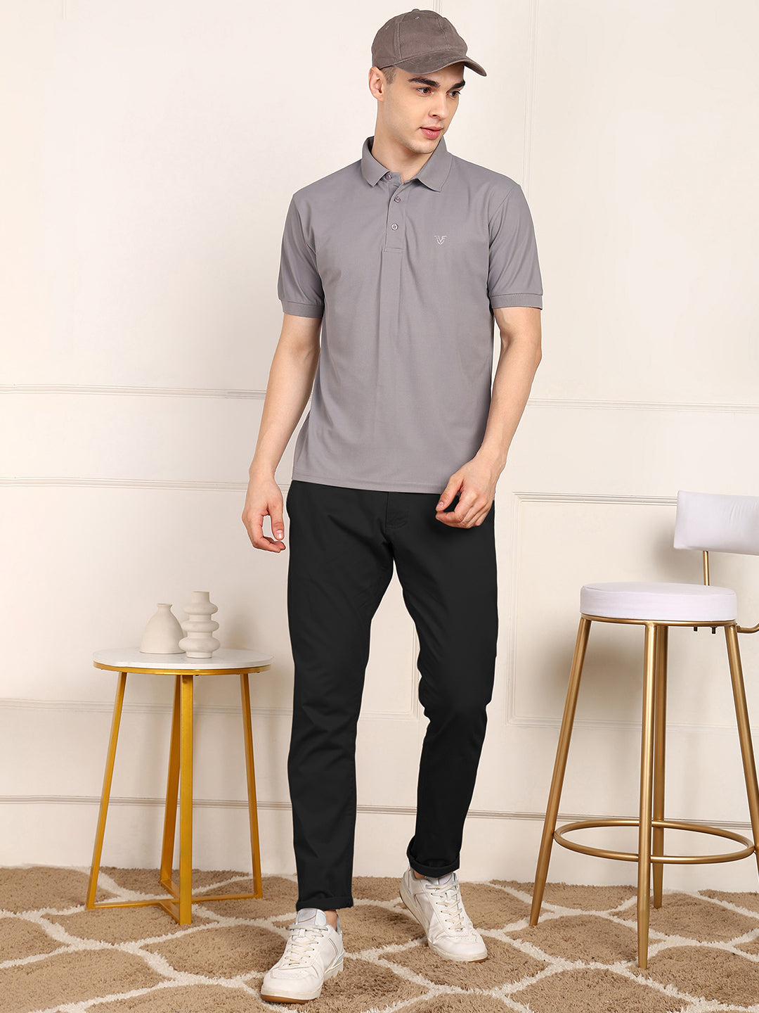 Solid Men Polo Neck T-Shirt