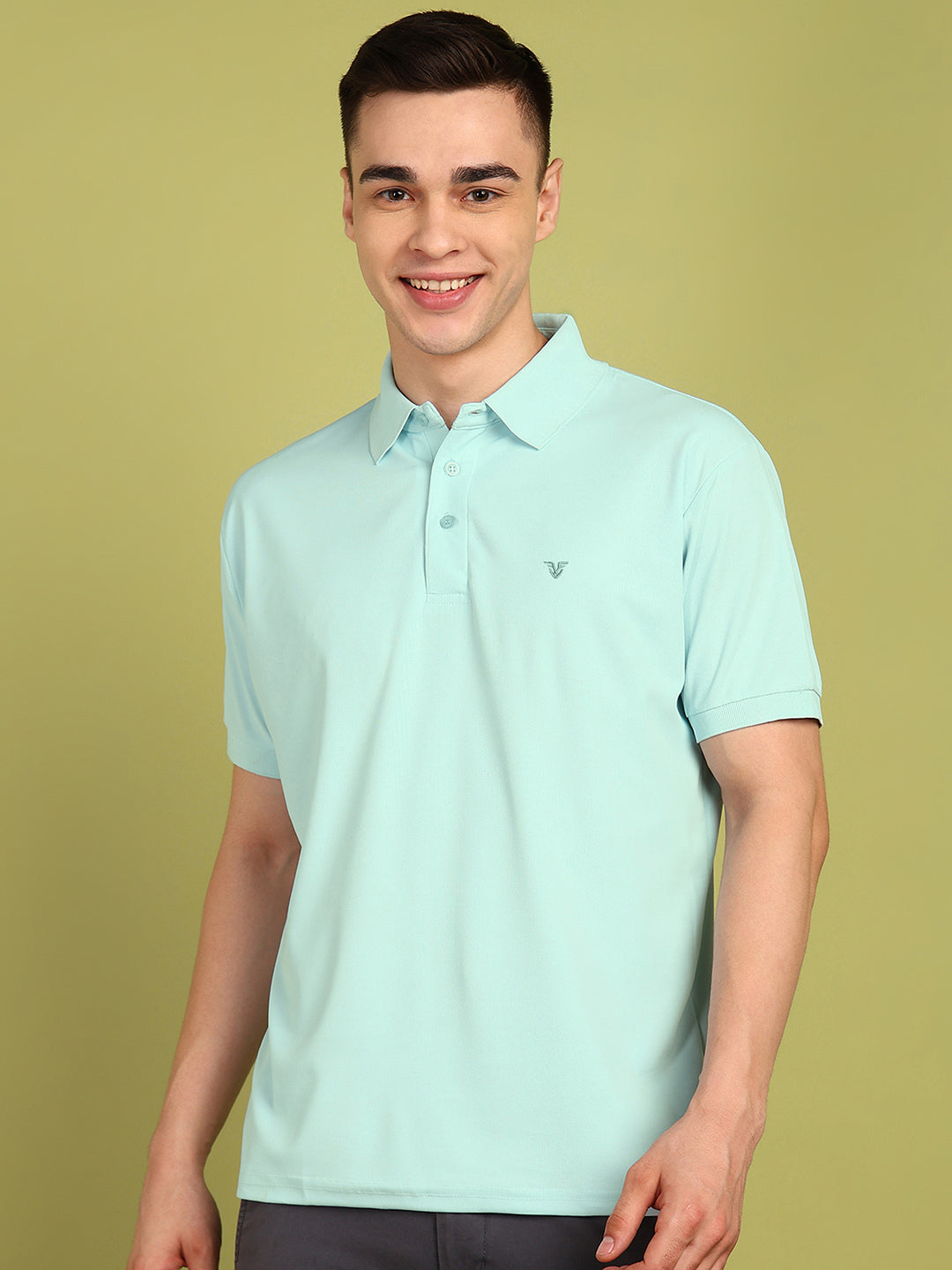 Solid Men Polo Neck T-Shirt