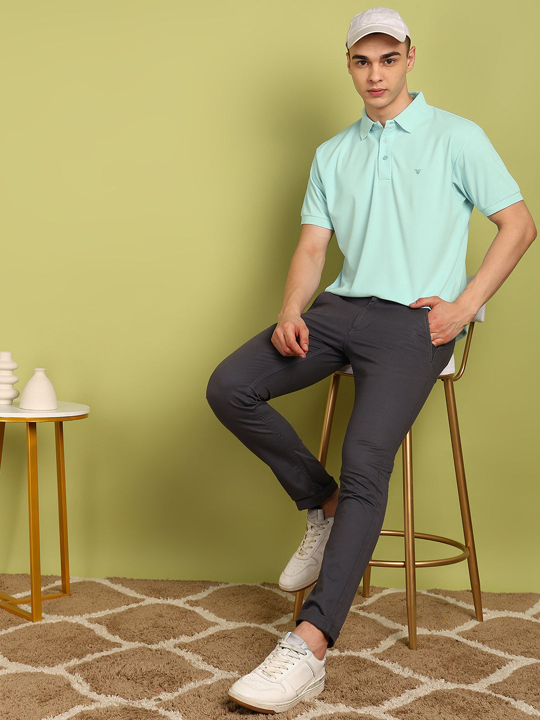 Solid Men Polo Neck T-Shirt