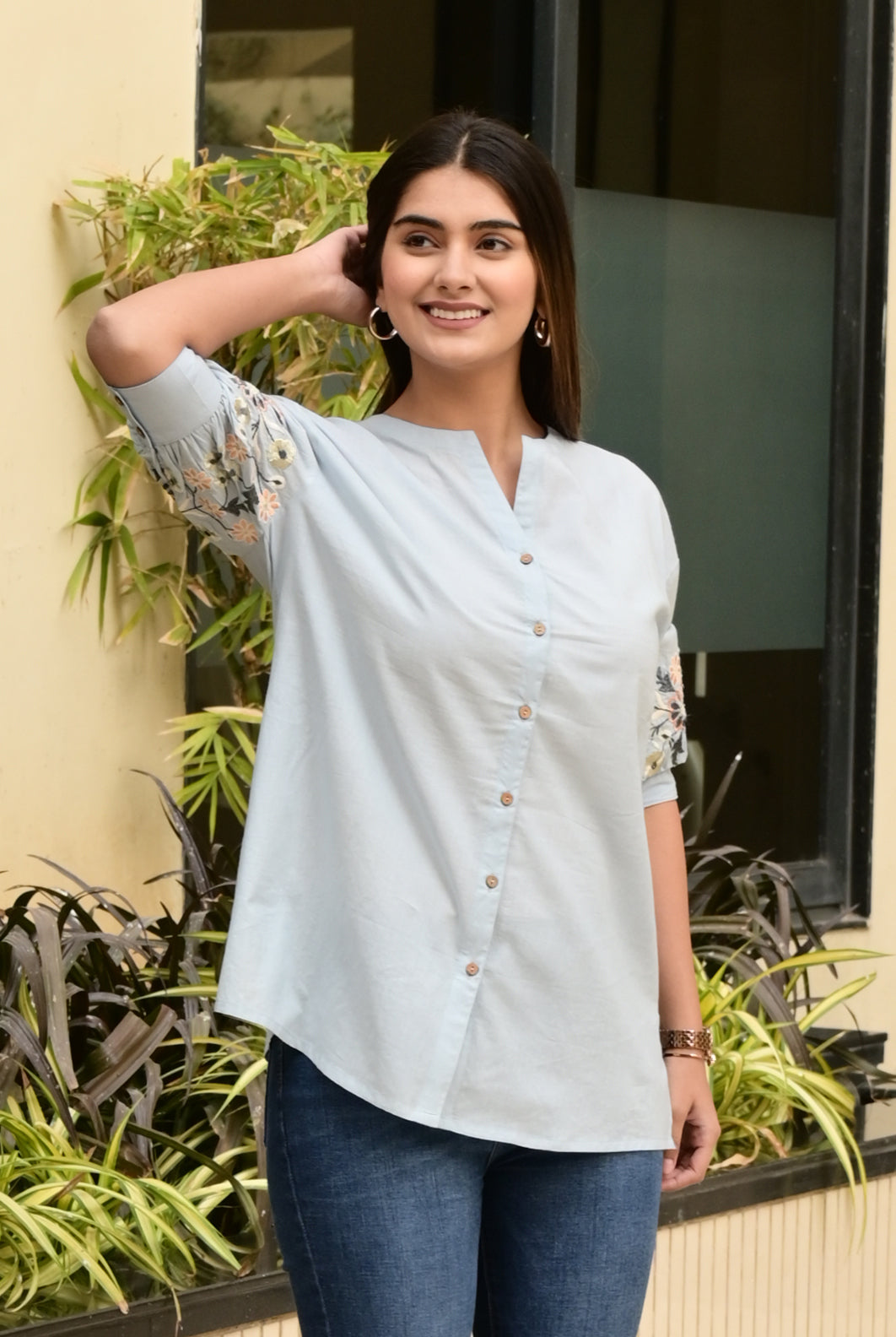 FUBAR Casual Embroidered Women Top