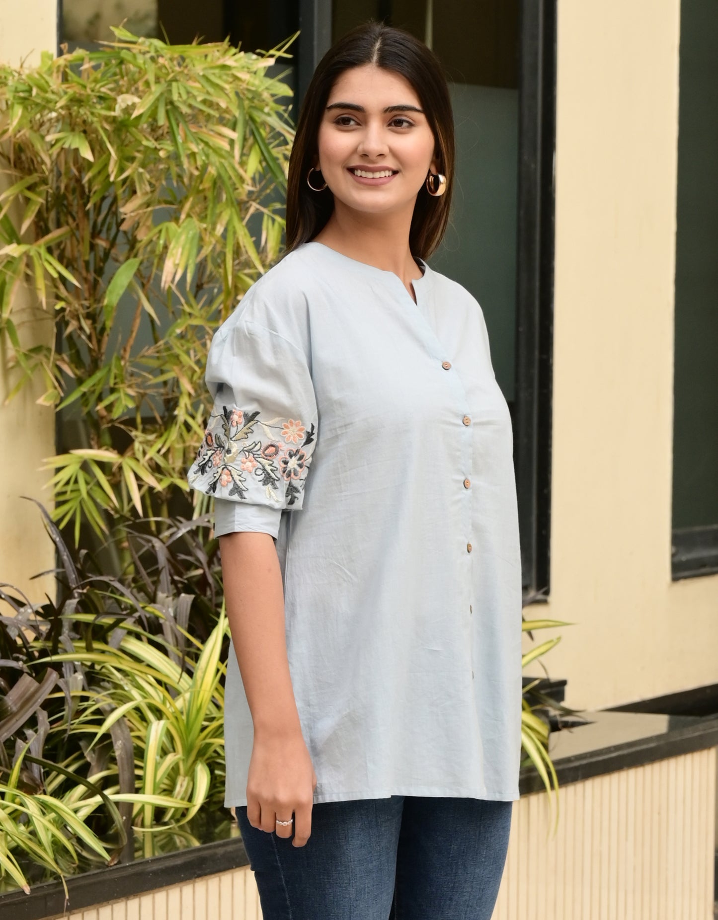 FUBAR Casual Embroidered Women Top