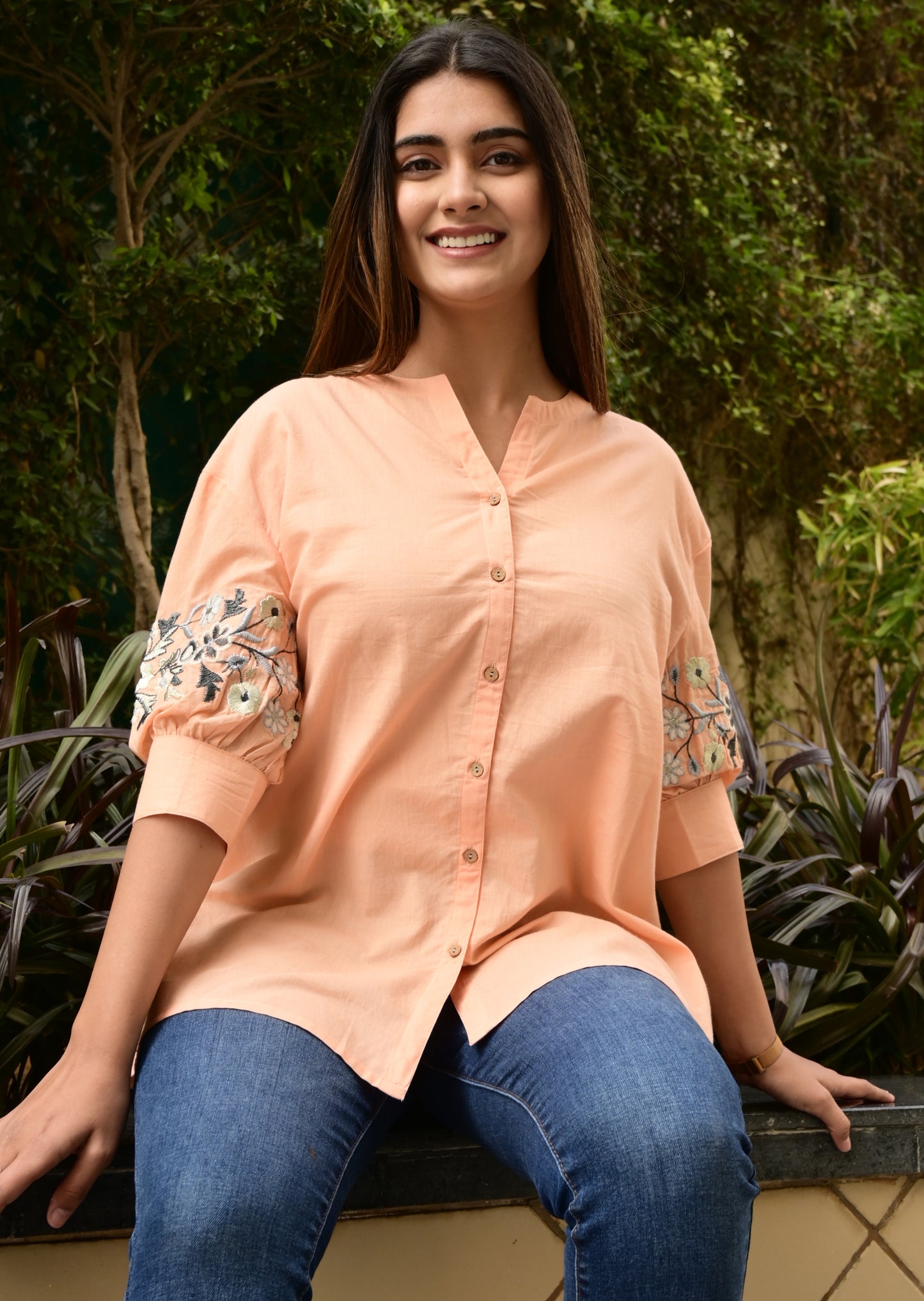 FUBAR Casual Embroidered Women Top