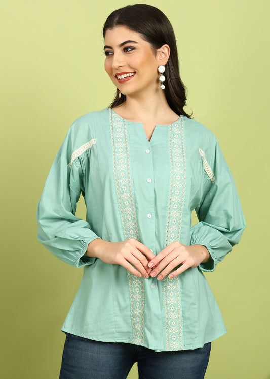 FUBAR Casual Embroidered Women Top