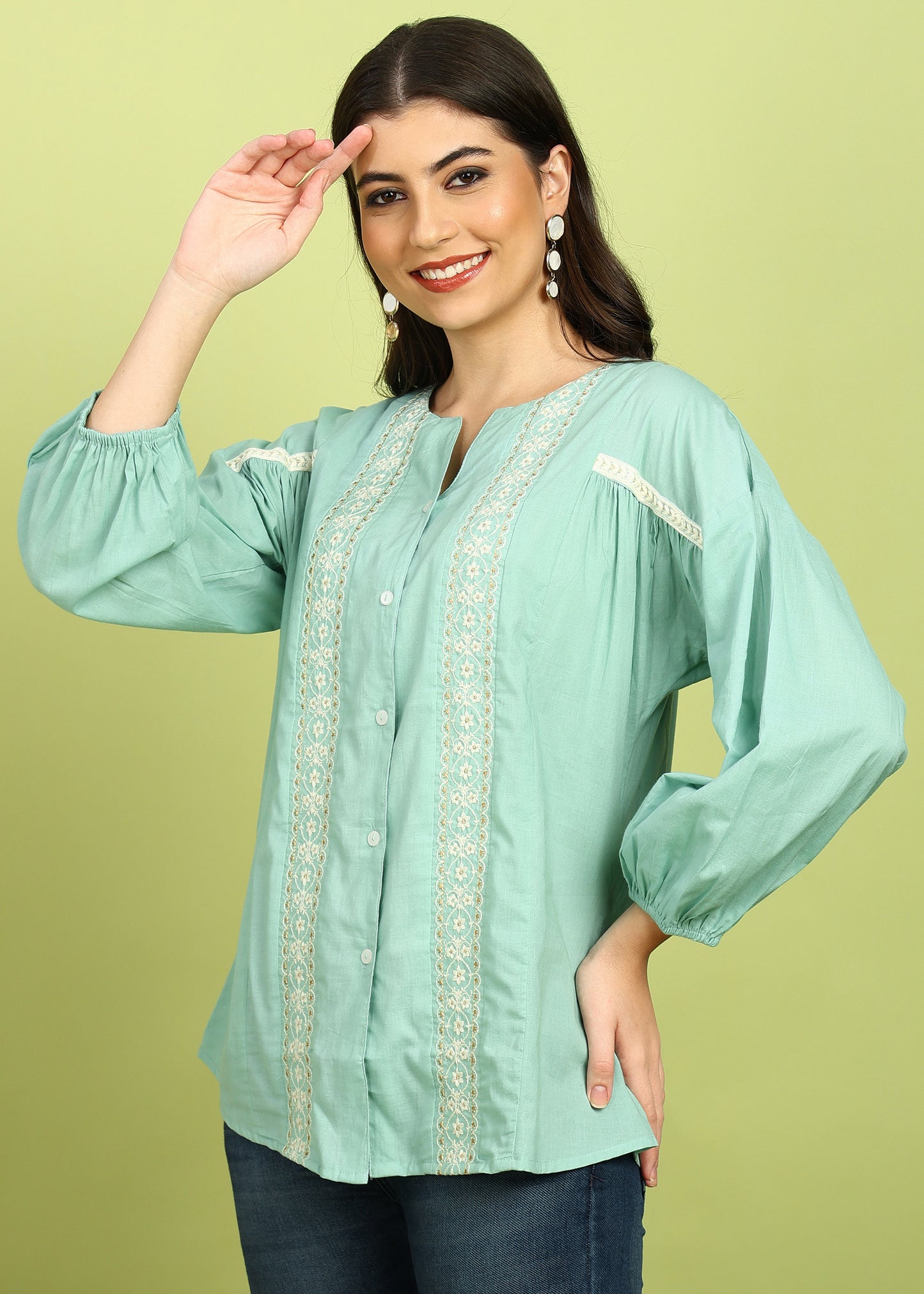FUBAR Casual Embroidered Women Top