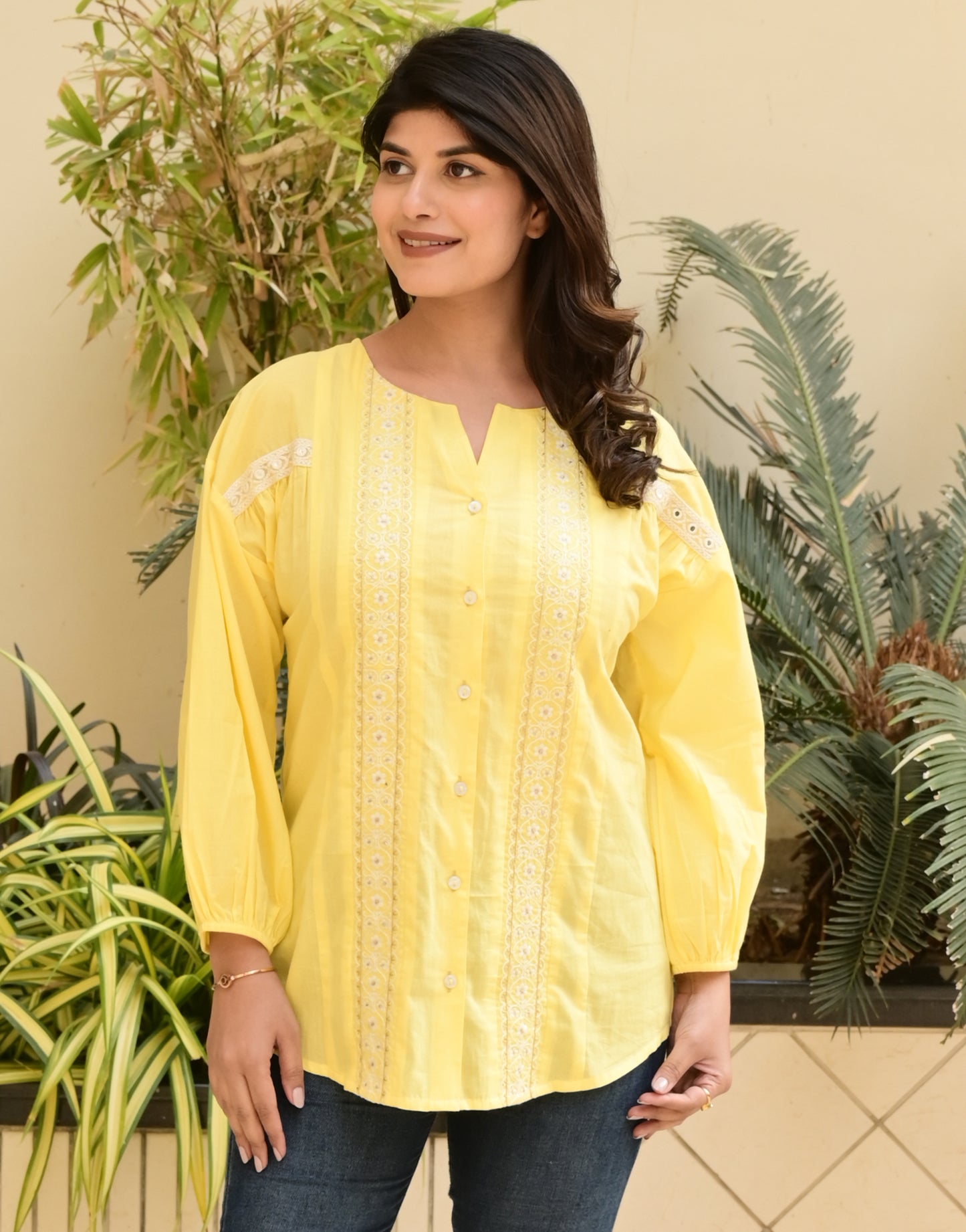 FUBAR Casual Embroidered Women Top