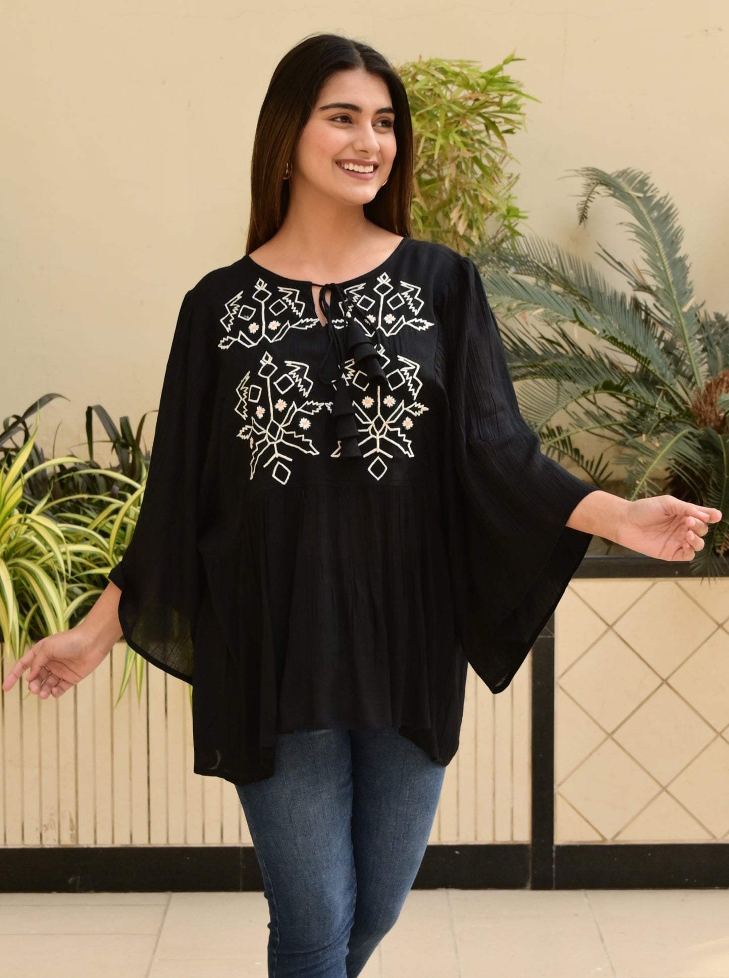 FUBAR Casual Embroidered Women Top