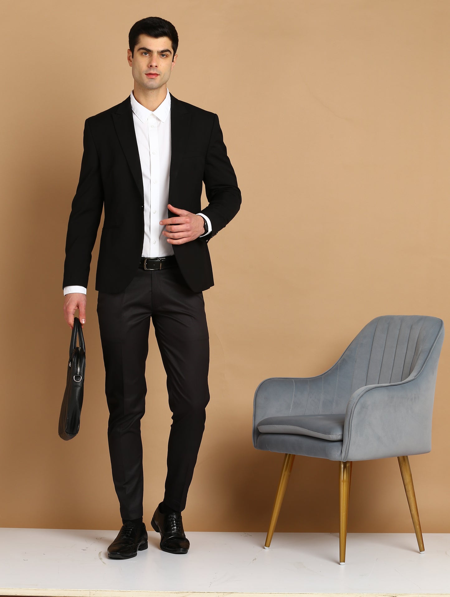 Solid Single Breasted Festive & Wedding Blazer