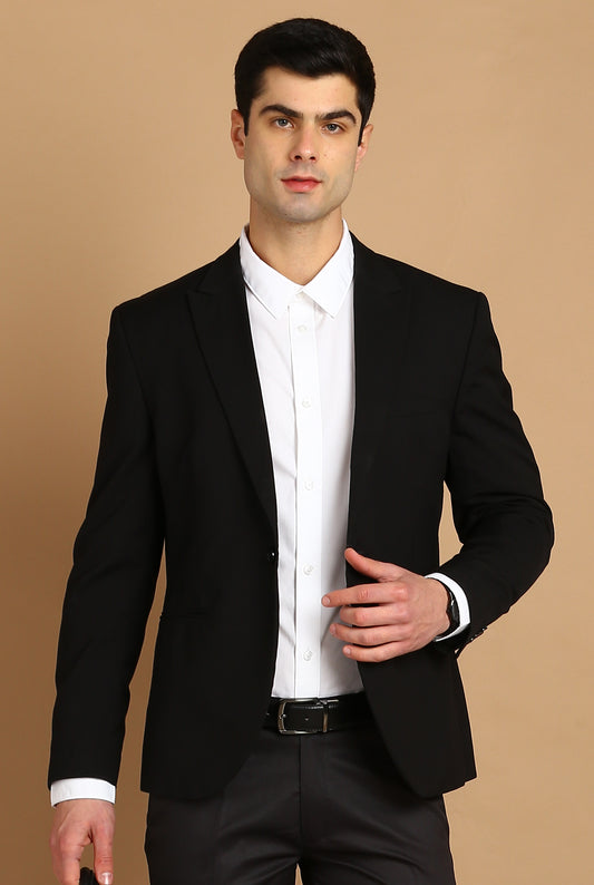 Solid Single Breasted Festive & Wedding Blazer