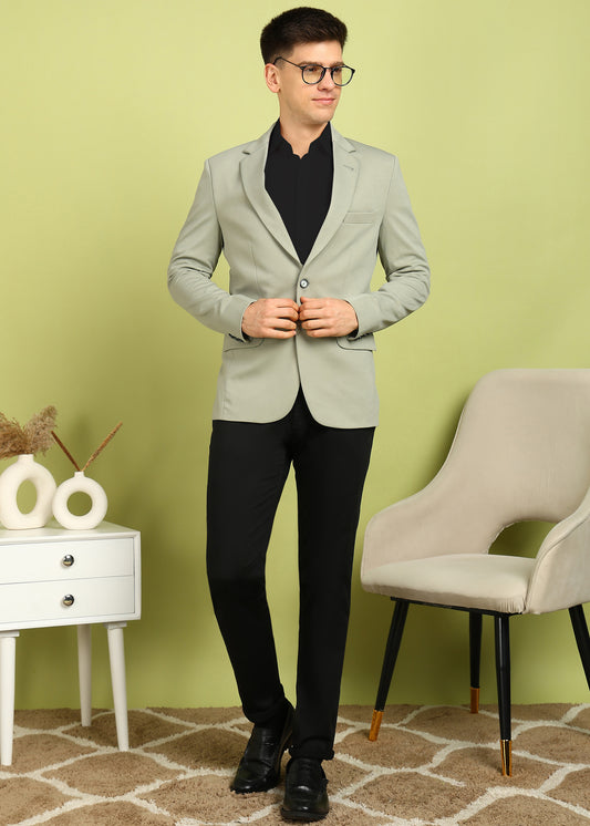 Solid Single Breasted Formal Men Blazer