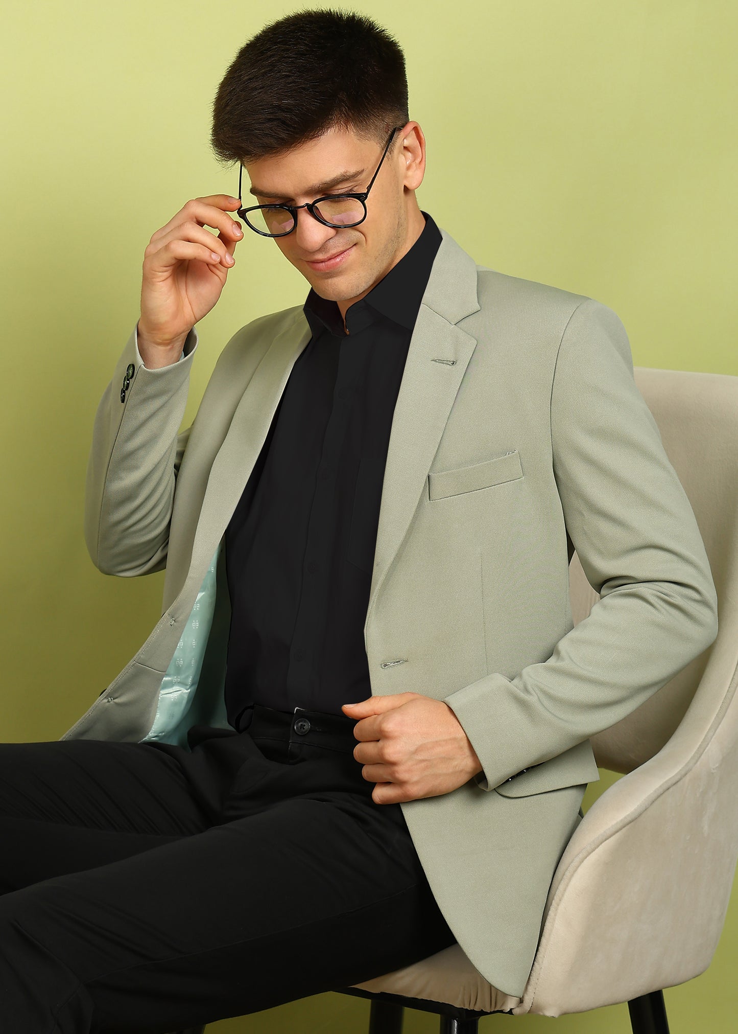 Solid Single Breasted Formal Men Blazer