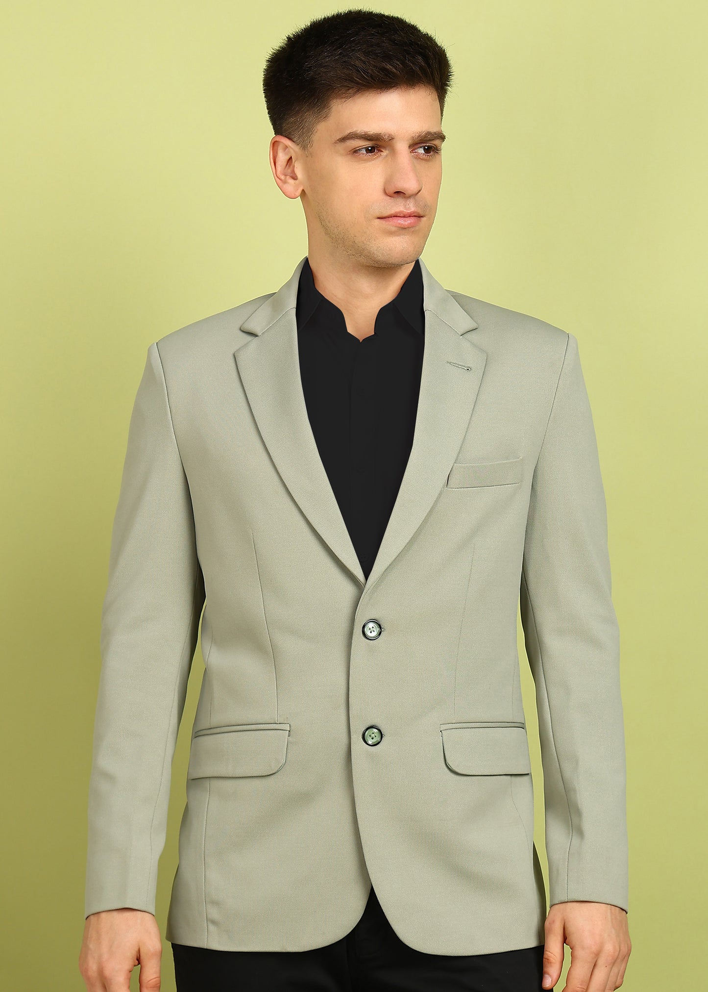 Solid Single Breasted Formal Men Blazer