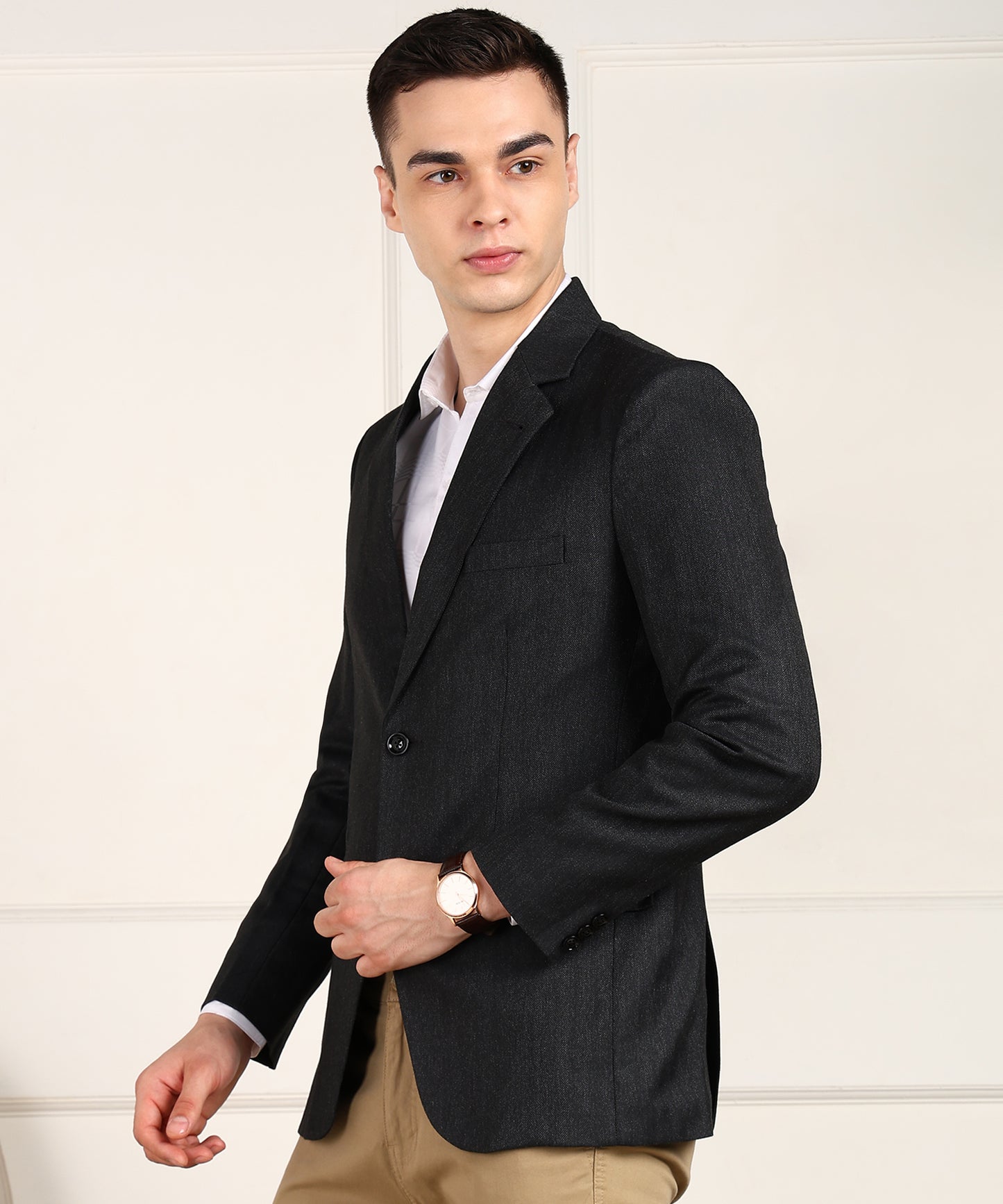 Solid Single Breasted Formal Men Blazer