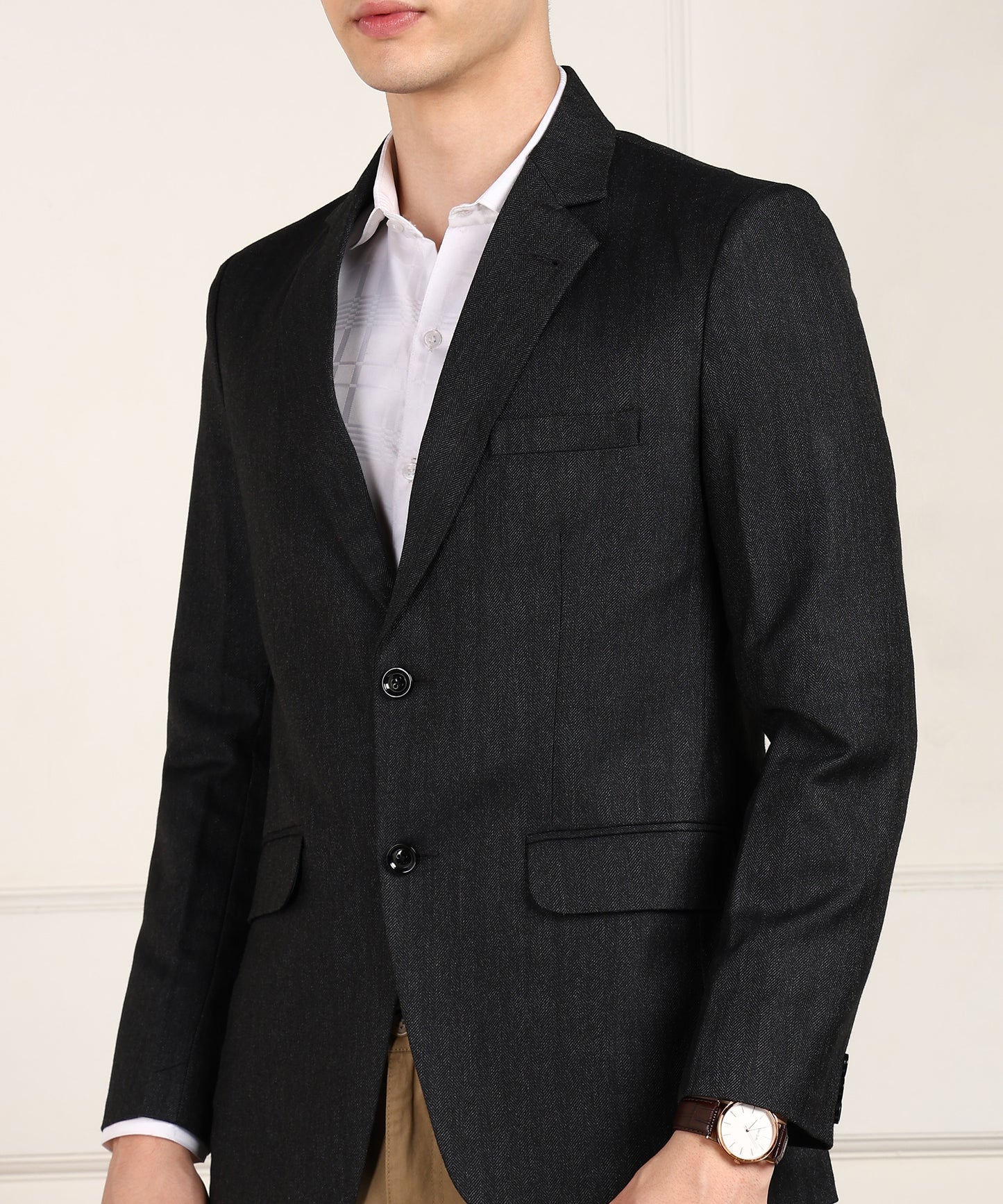 Solid Single Breasted Formal Men Blazer