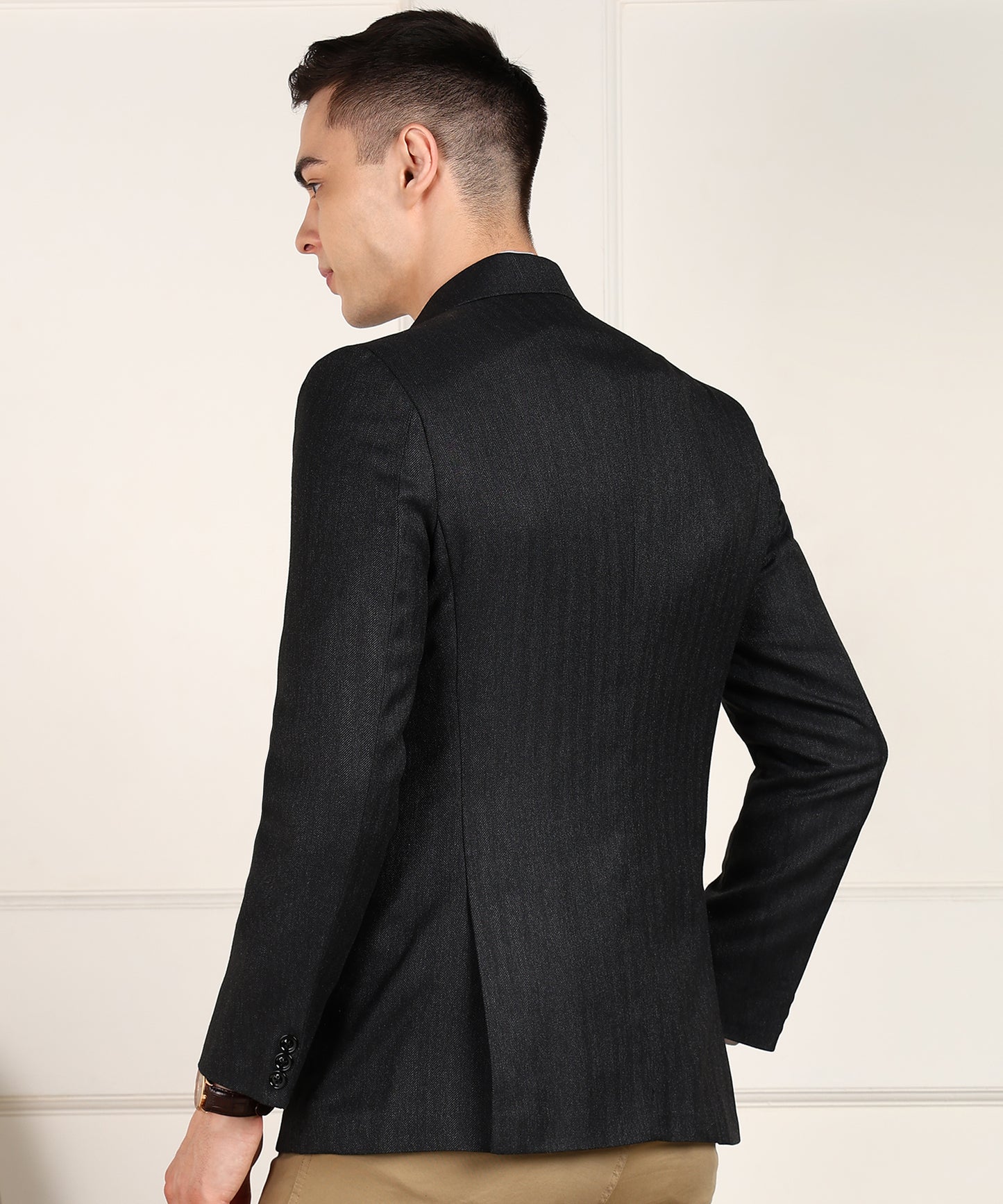 Solid Single Breasted Formal Men Blazer