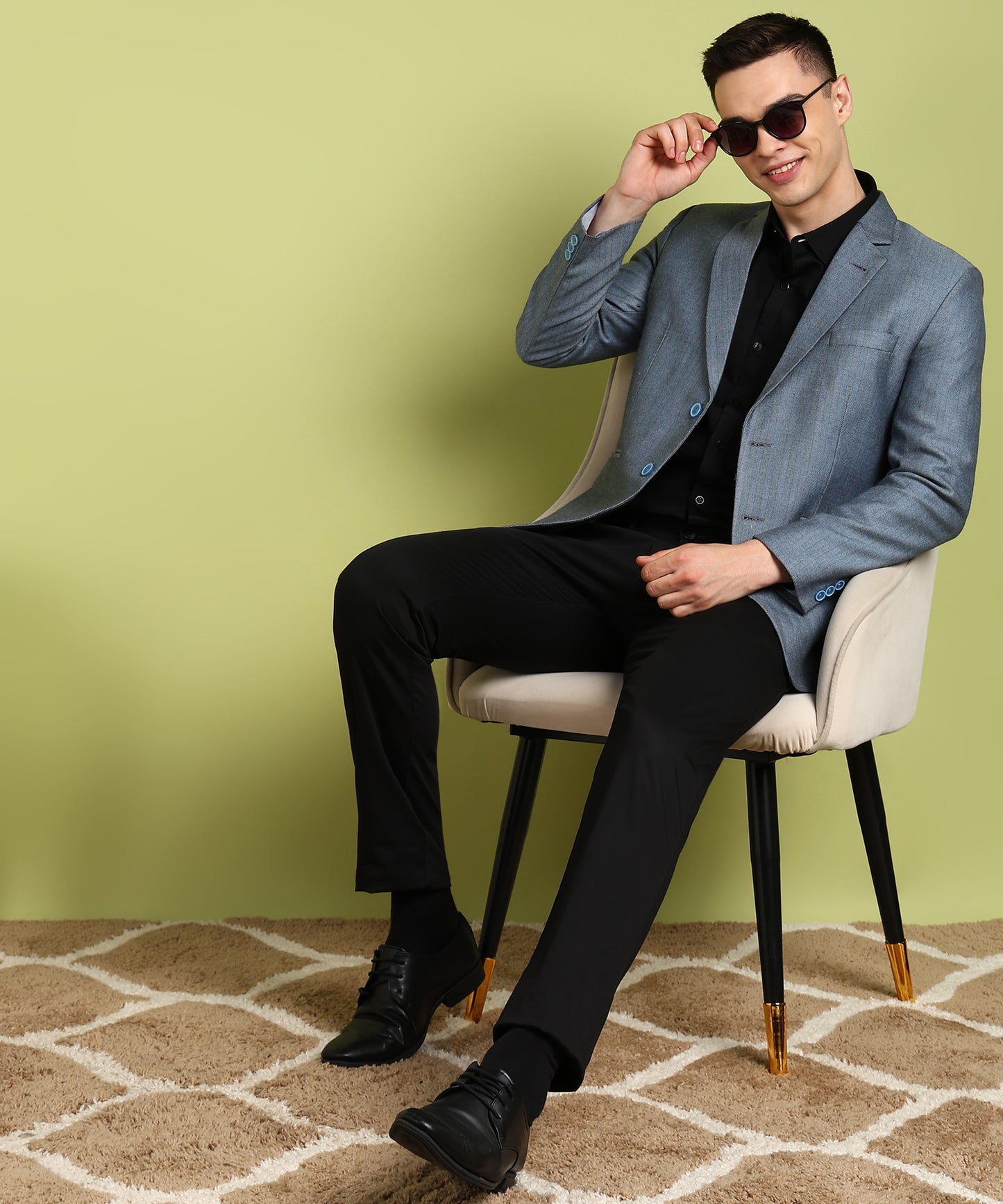 Solid Single Breasted Formal Men Blazer