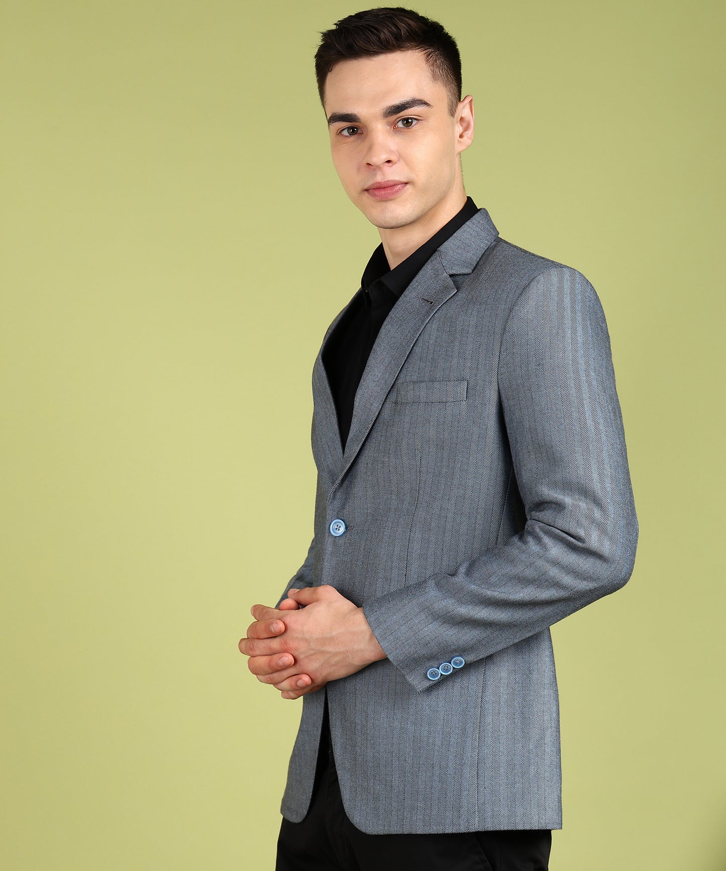 Solid Single Breasted Formal Men Blazer