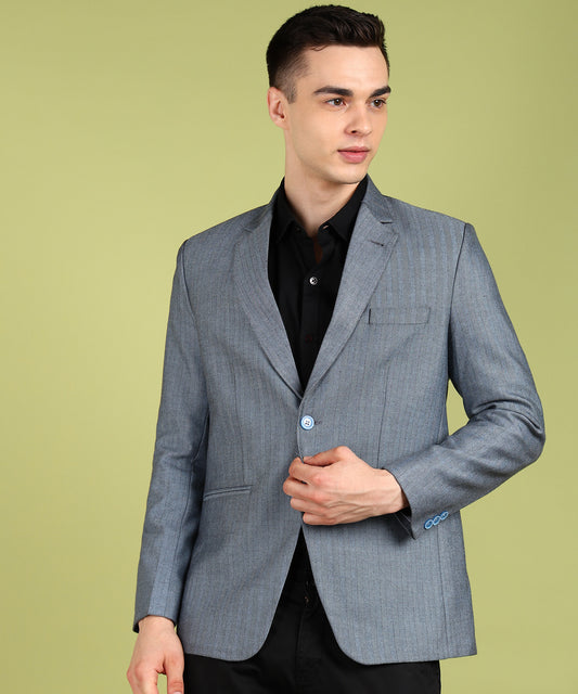 Solid Single Breasted Formal Men Blazer