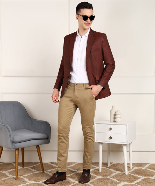 Solid Single Breasted Formal Men Blazer