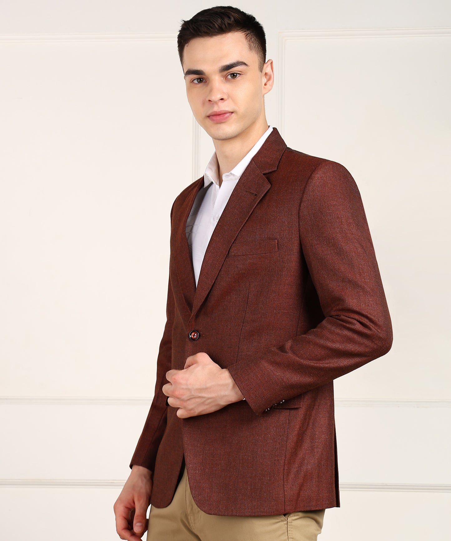 Solid Single Breasted Formal Men Blazer