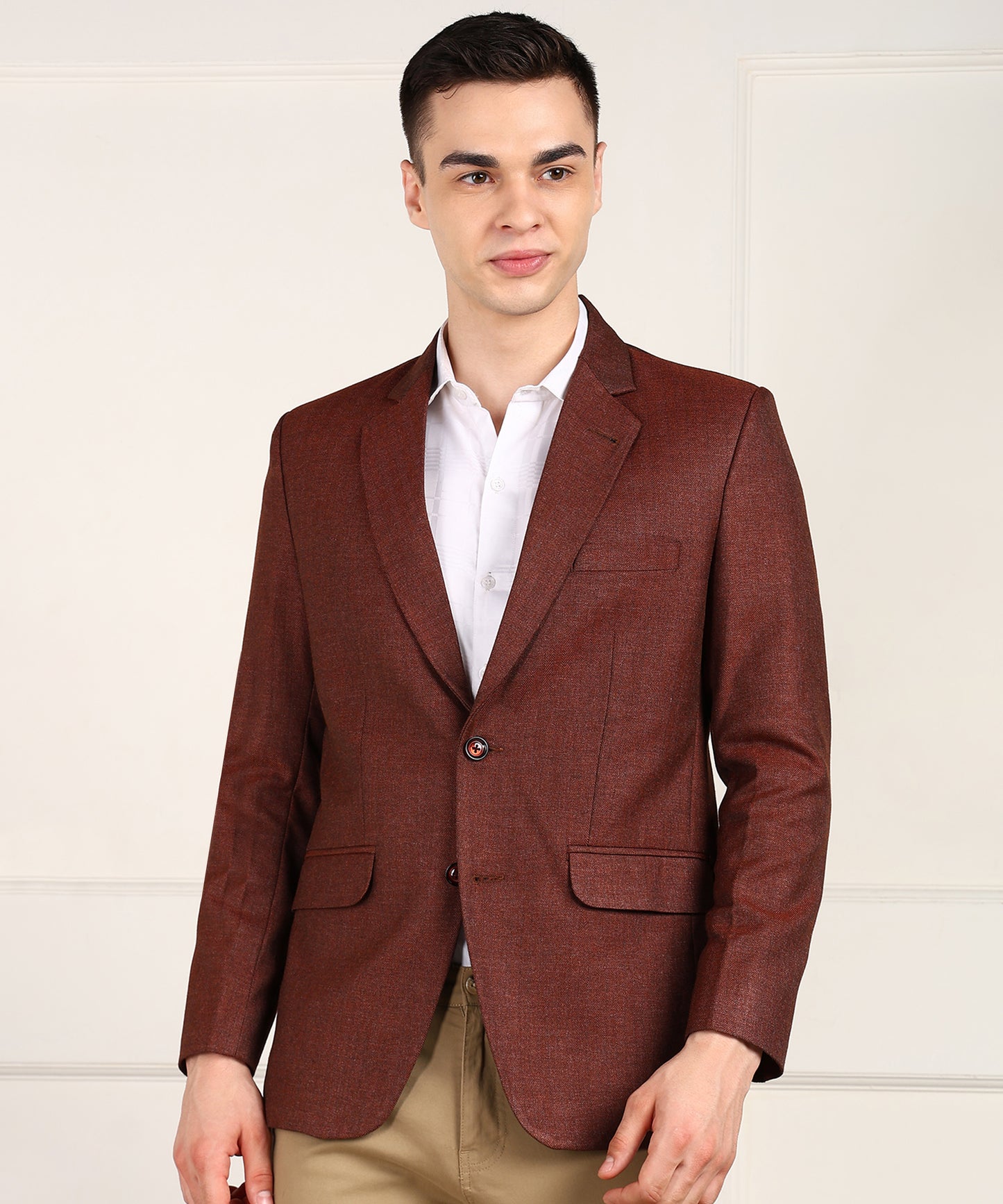 Solid Single Breasted Formal Men Blazer