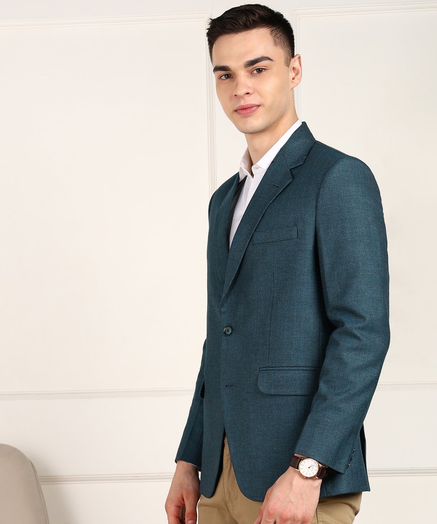Solid Single Breasted Formal Men Blazer