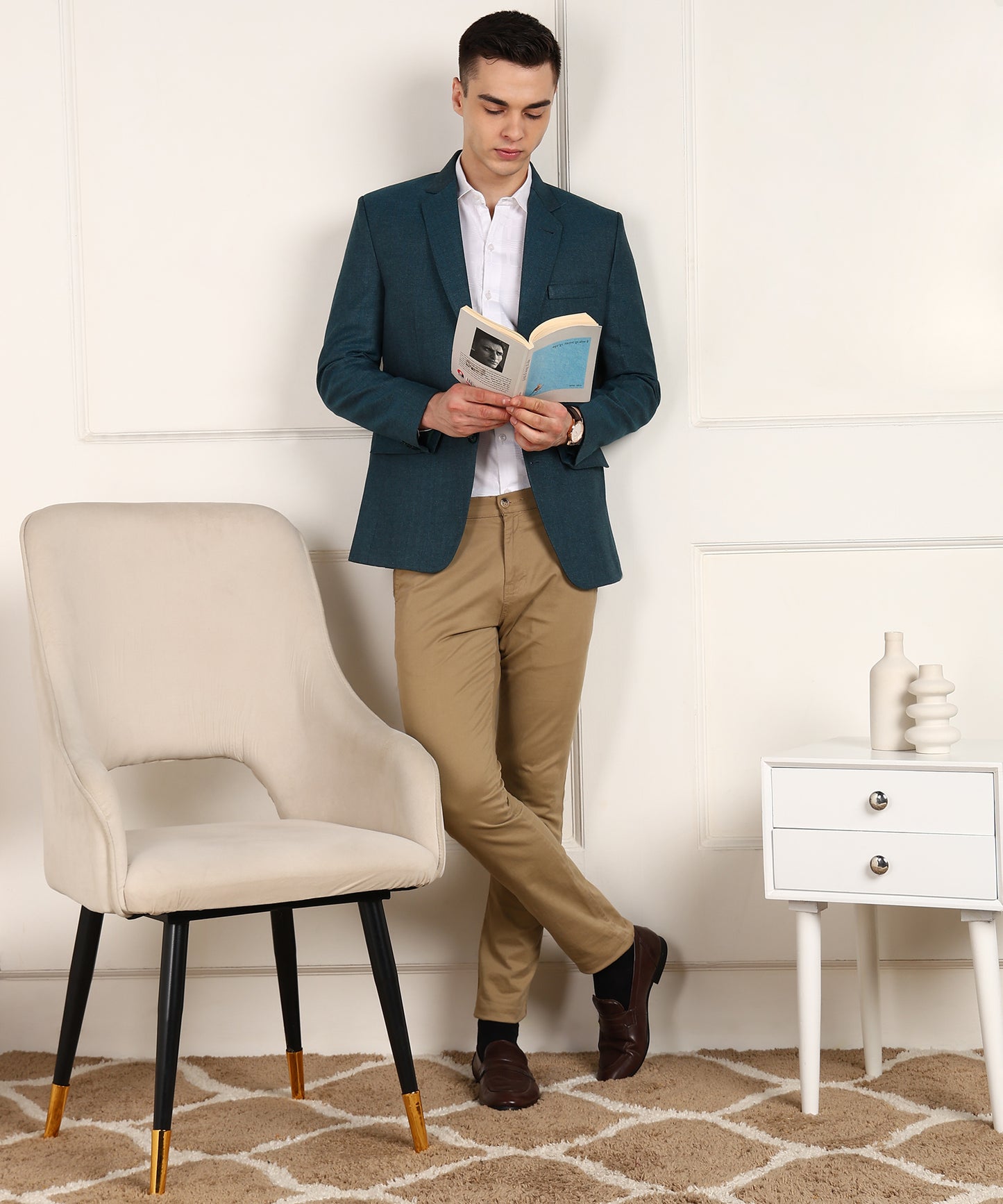 Solid Single Breasted Formal Men Blazer