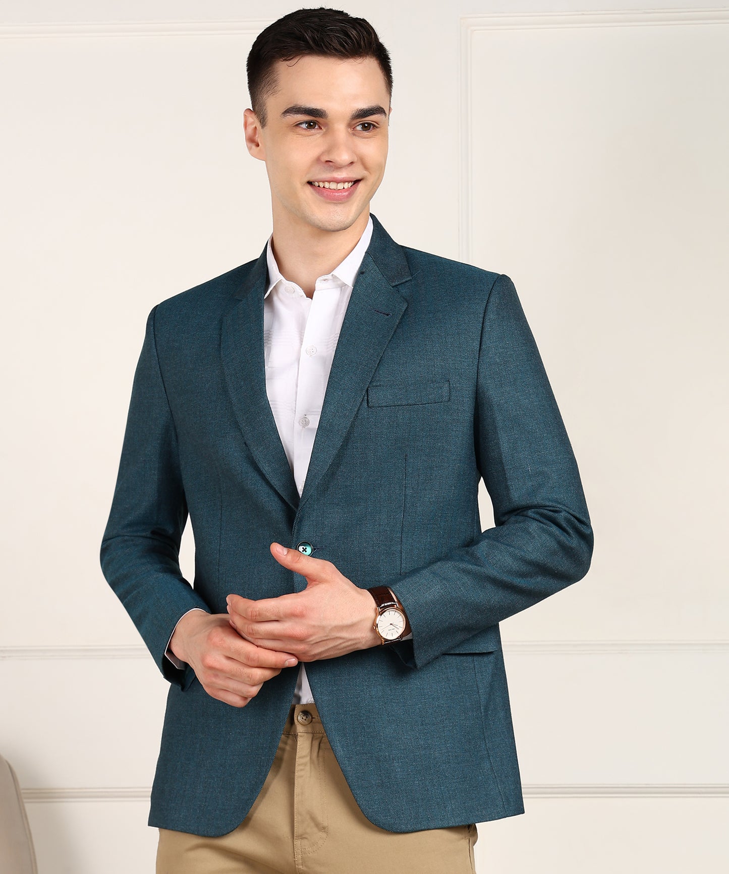 Solid Single Breasted Formal Men Blazer