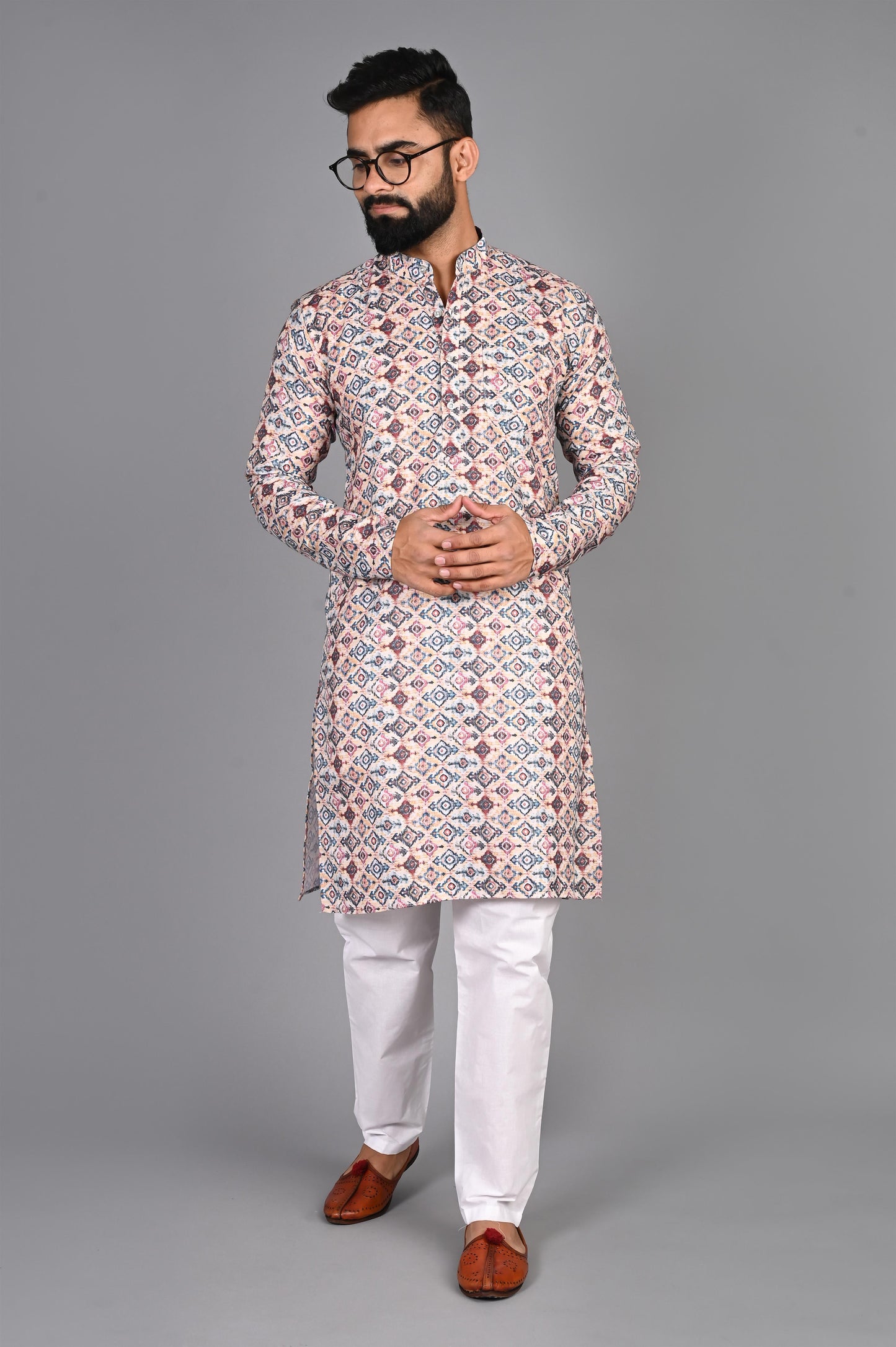 Men Printed Straight Kurta (Multicolor)