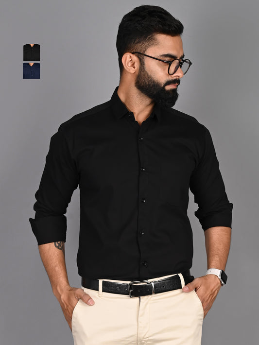 Men Solid Formal Multicolor Shirt (Pack of 2)