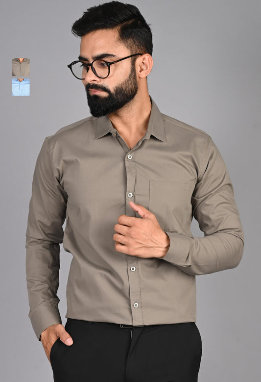 Men Solid Formal Multicolor Shirt (Pack of 2)