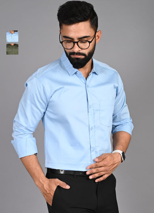 Men Solid Formal Multicolor Shirt (Pack of 2)