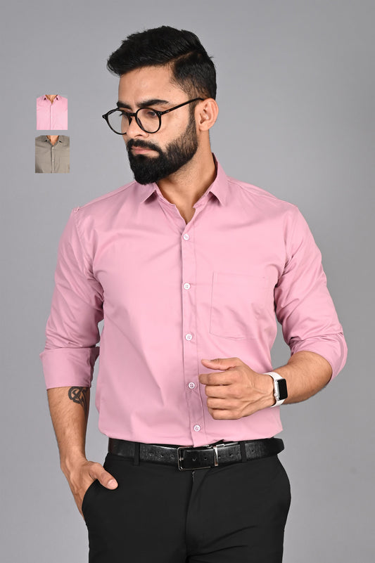 Men Solid Formal Multicolor Shirt (Pack of 2)