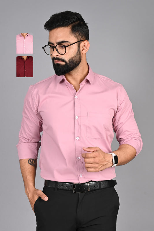 Men Solid Formal Multicolor Shirt (Pack of 2)