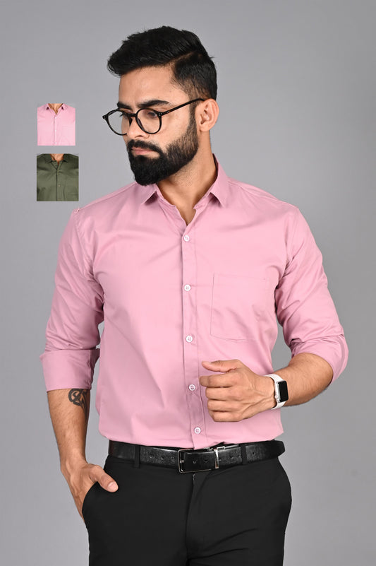 Men Solid Formal Multicolor Shirt (Pack of 2)