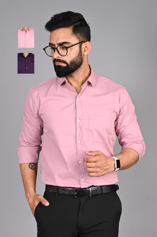 Men Solid Formal Multicolor Shirt (Pack of 2)