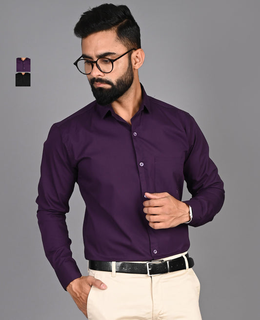 Men Solid Formal Multicolor Shirt (Pack of 2)