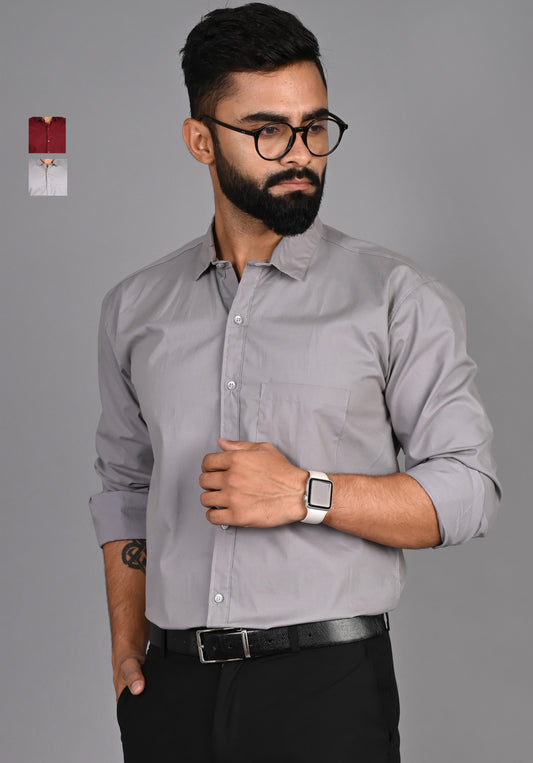 Men Solid Formal Multicolor Shirt (Pack of 2)