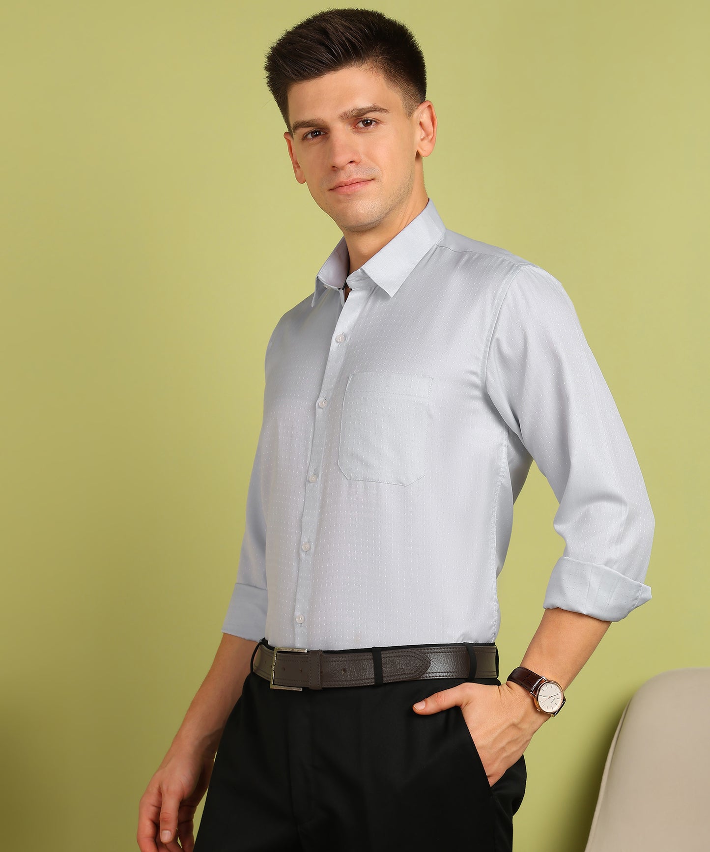 Men Self Design Formal Shirt