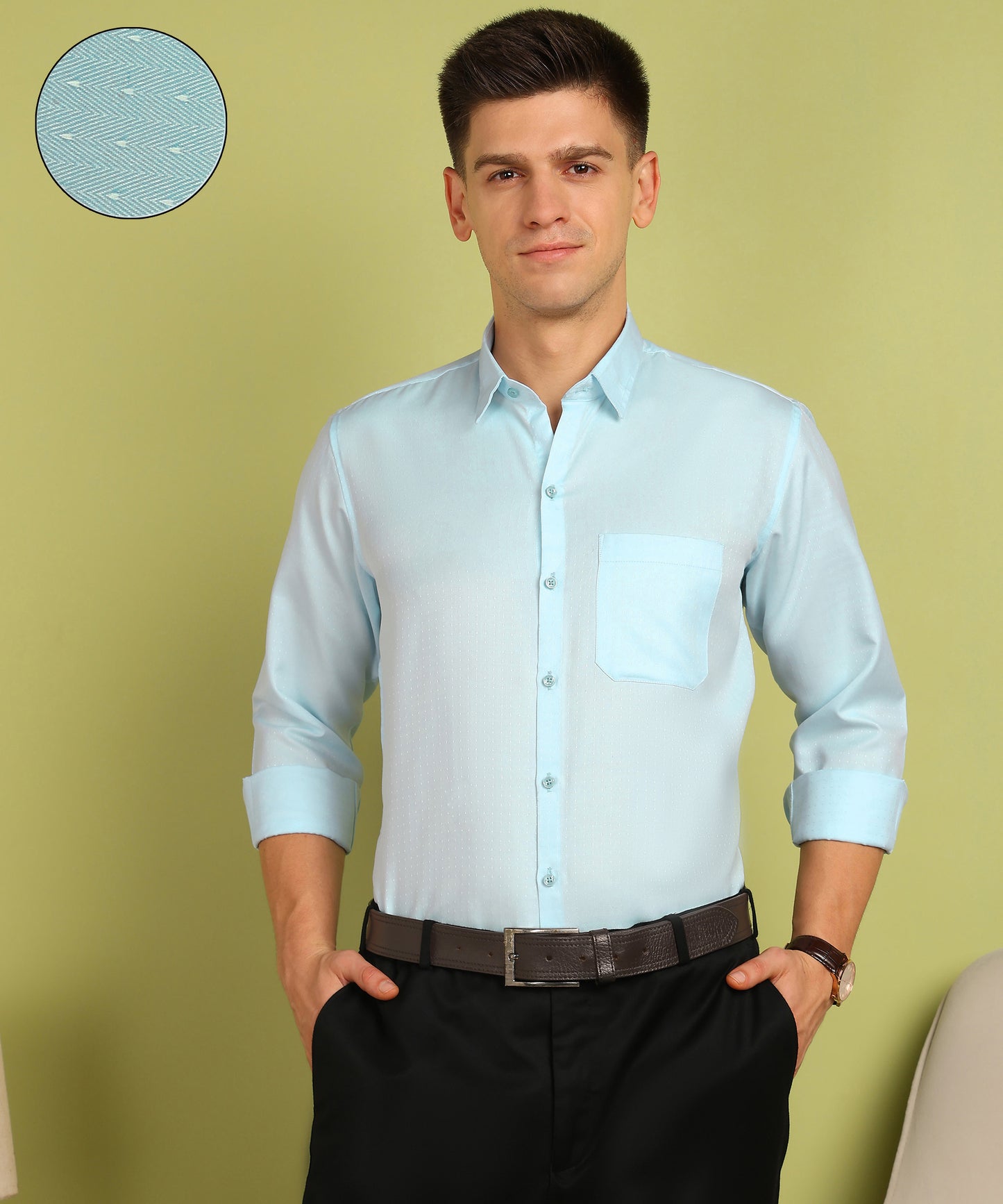 Men Self Design Formal Shirt