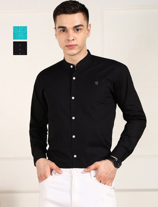 Men Solid Casual Multicolor Shirt (Pack of 2)