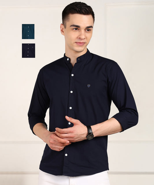 Men Solid Casual Multicolor Shirt (Pack of 2)