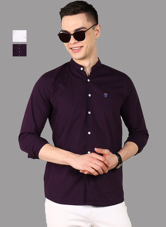 Men Solid Casual Multicolor Shirt (Pack of 2)