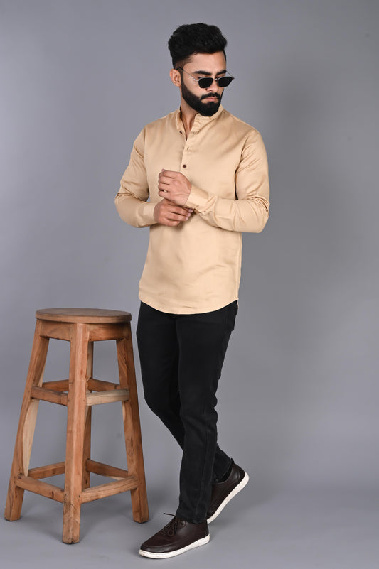 Men Solid Straight Kurta Shirt