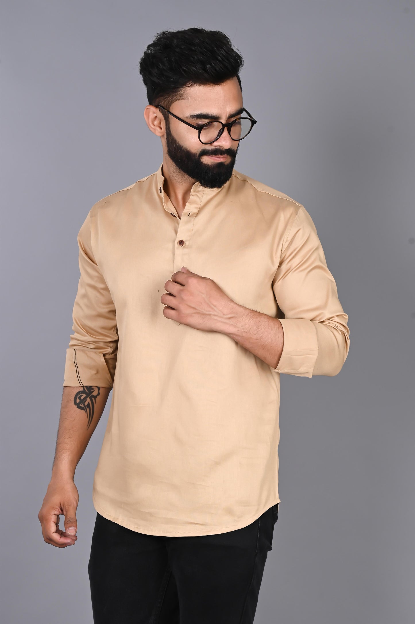 Men Solid Straight Kurta Shirt