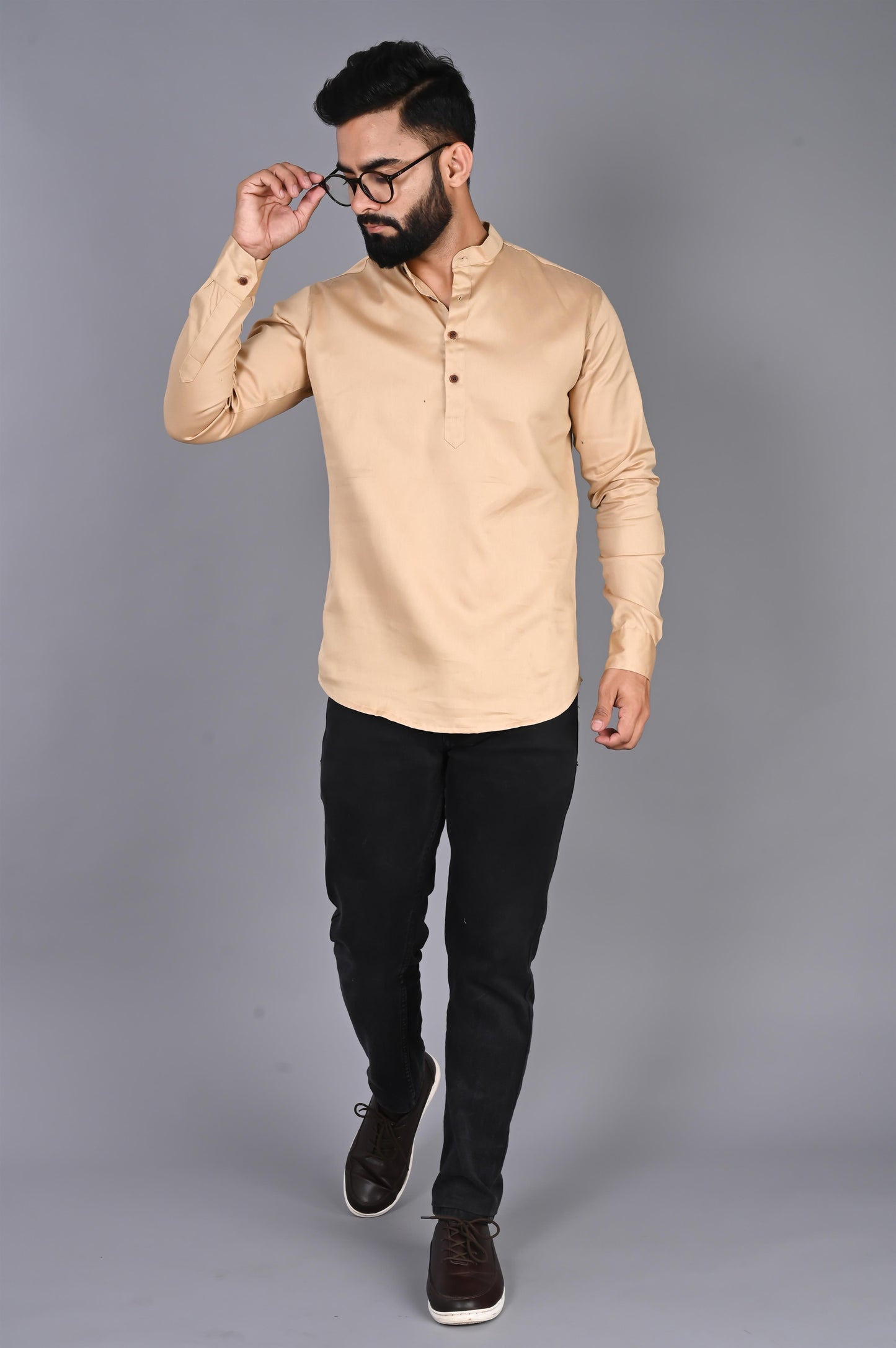 Men Solid Straight Kurta Shirt