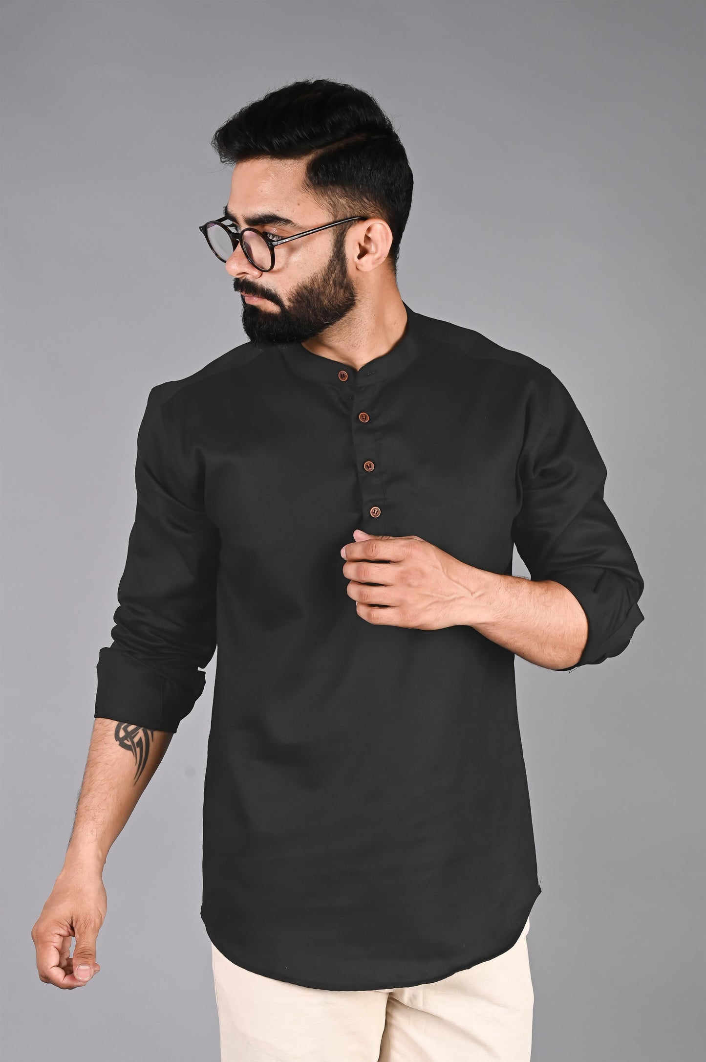 Men Solid Straight Kurta Shirt