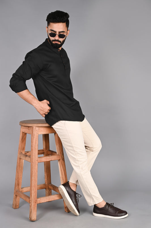 Men Solid Straight Kurta Shirt